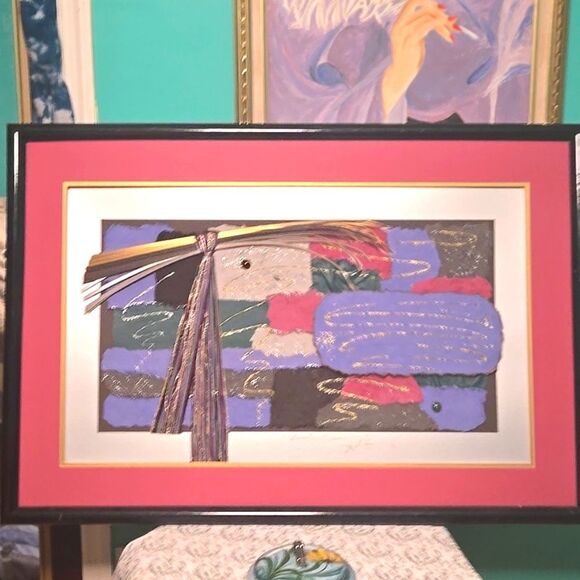 Gloria Schloss Signed Giant Mixed Media Art LISTED Desert Sun NY 1994